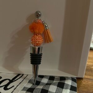 Vibrant Orange and Silver Wine Stopper